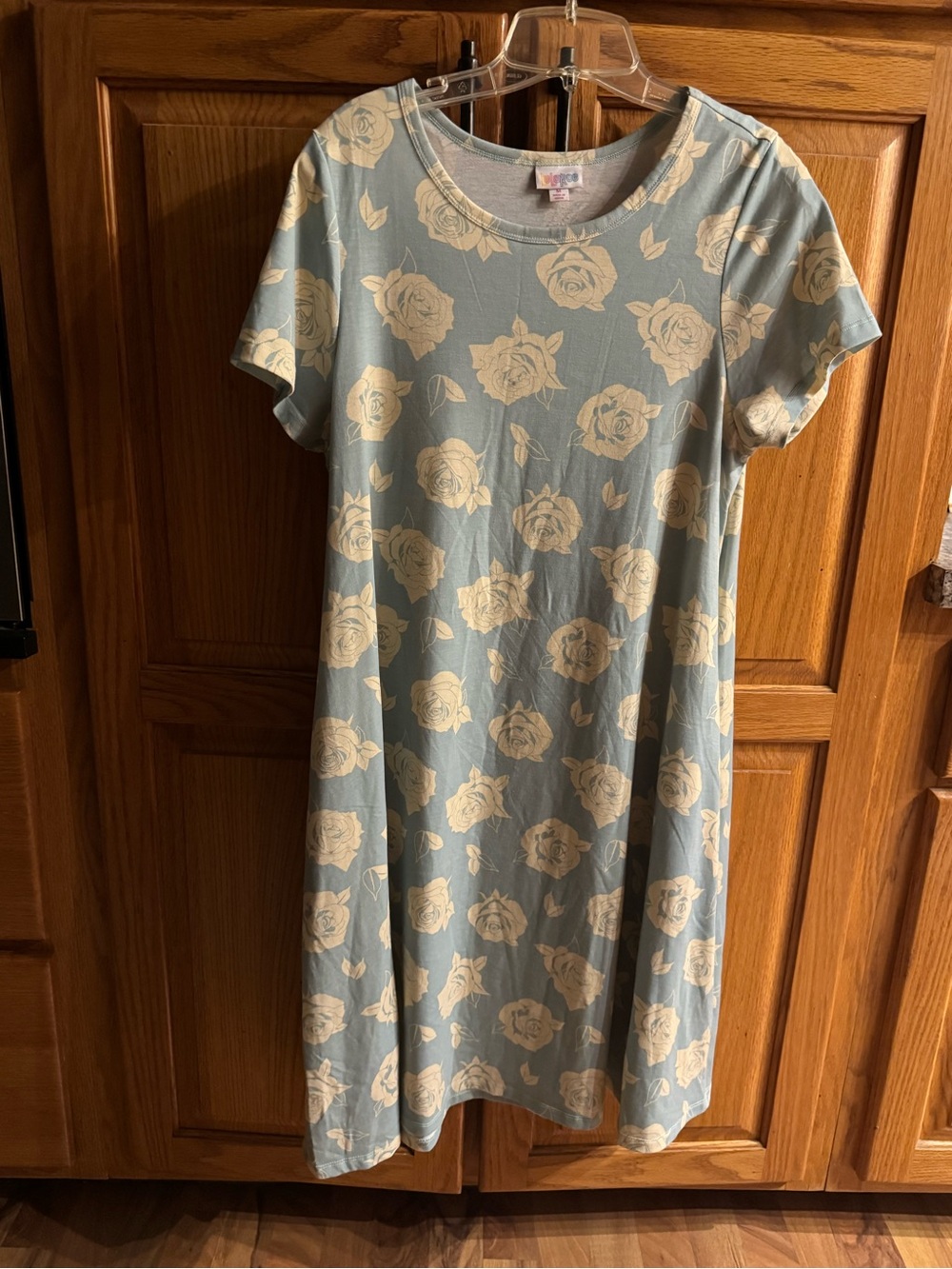 LuLaRoe Light Blue Dress with Cream Floral Print